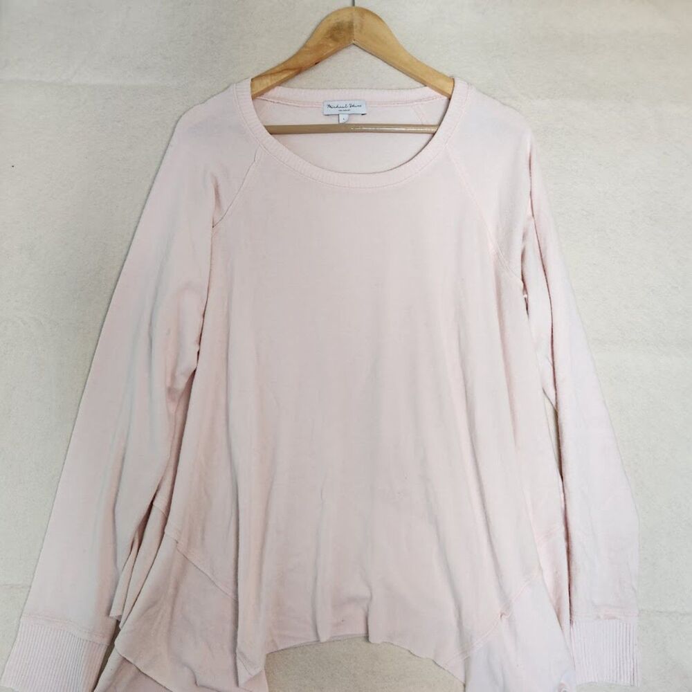 Michael Stars Asymmetrical Hem Pullover in Blush Pink | Size L